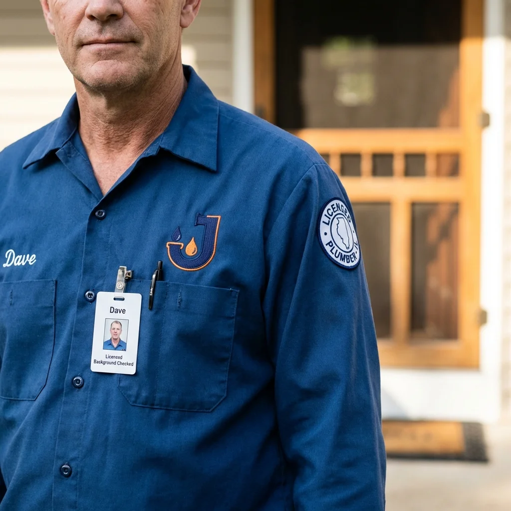 Licensed plumber showing ID badge in Mahanoy City, PA