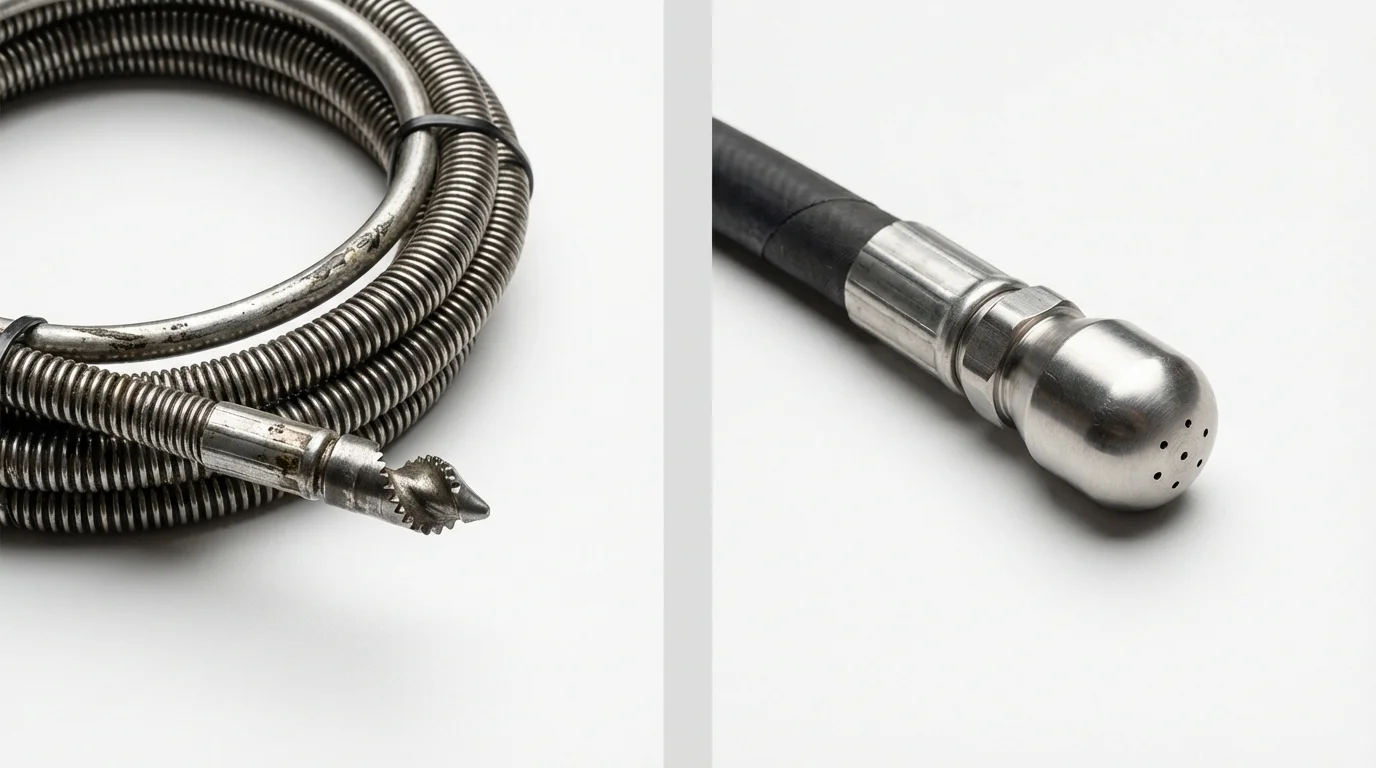Drain snake cable and hydro jetting nozzle used for drain cleaning in Mahanoy City, PA