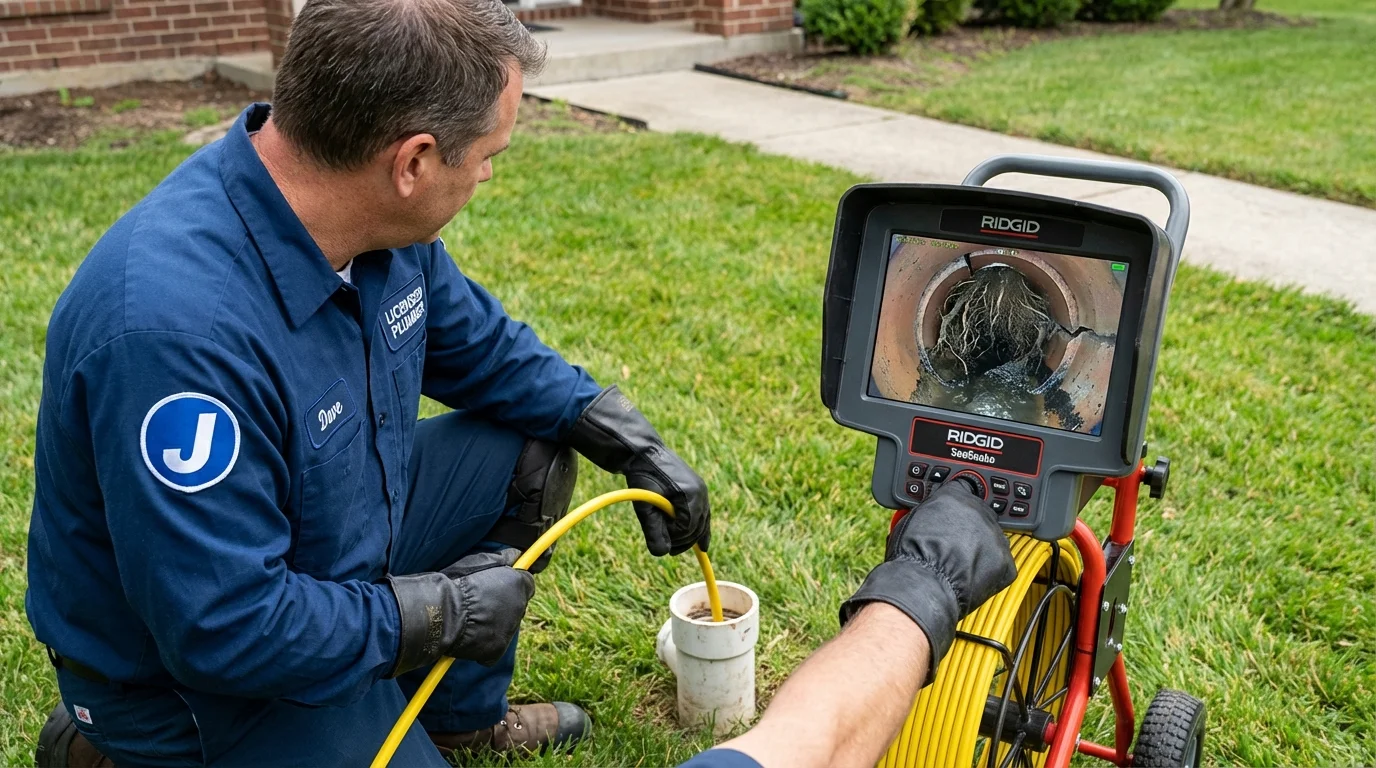 Sewer camera inspection being performed by Johns Plumbing LLC in Mahanoy City