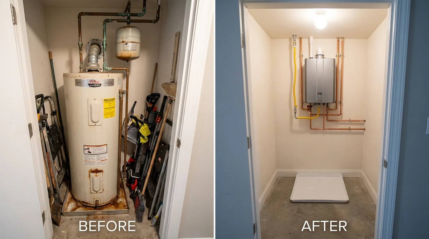Tank water heater versus wall-mounted tankless unit comparison for Mahanoy City, PA homeowners